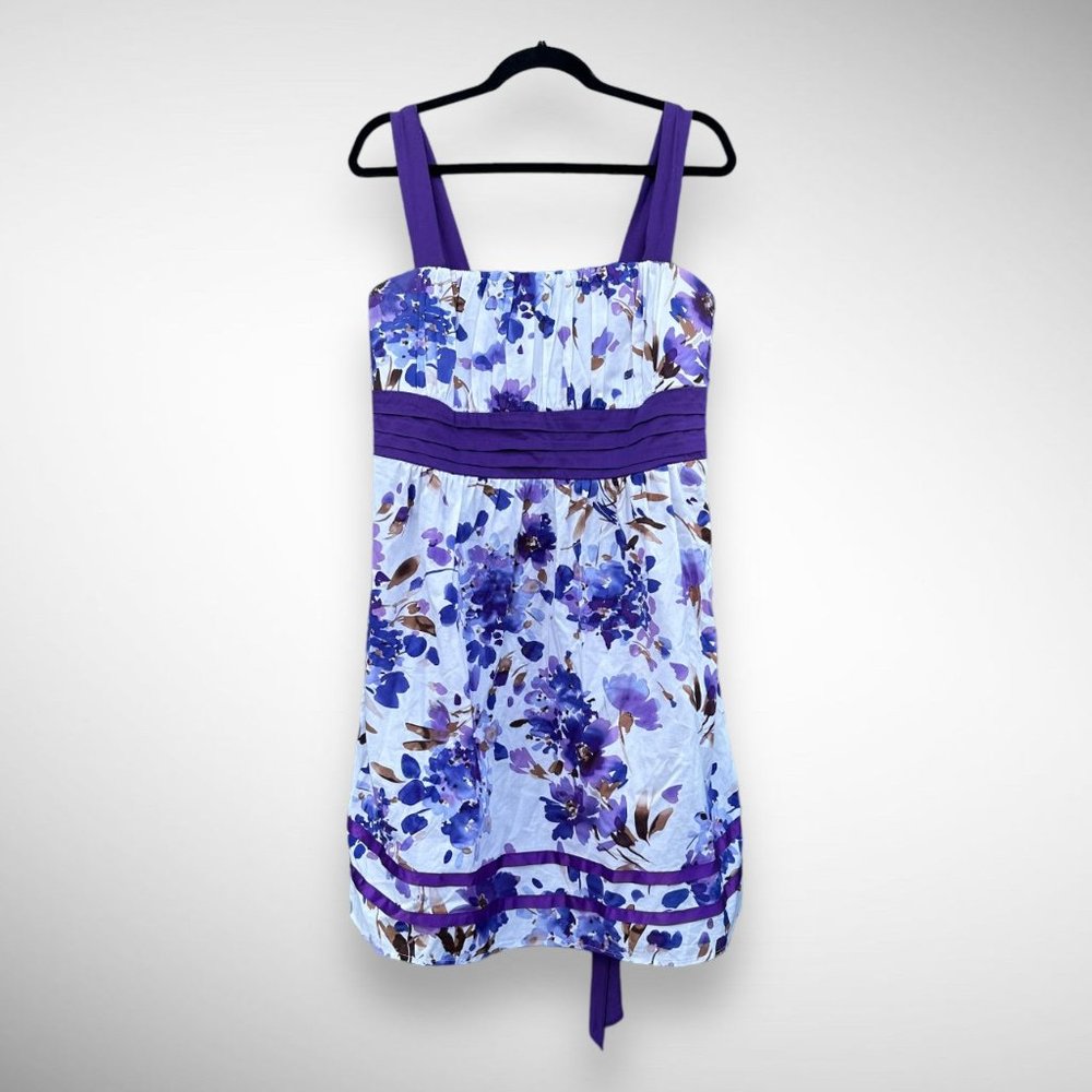 cute y2k purple floral empire waist women’s dress sz 14 Taboo grad fairy wedding